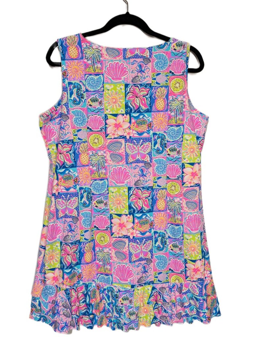Lulu-B Moma Multicolor Floral Ruffle Hem Sleeveless Shift Dress Women's XL - Picture 2 of 9